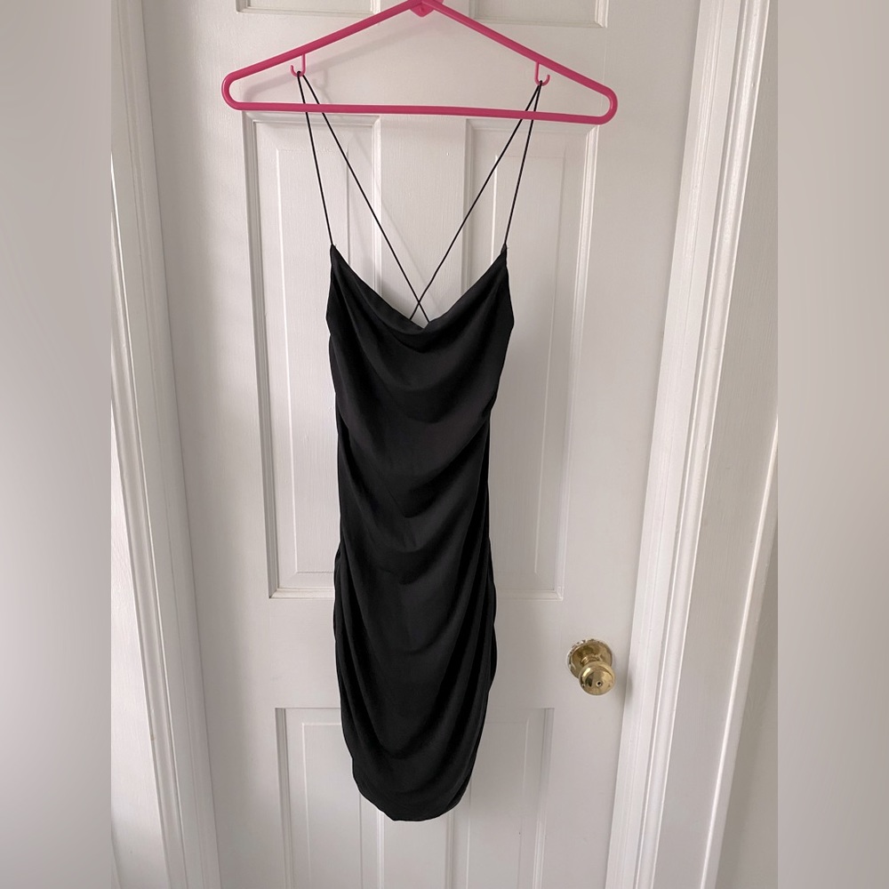 SHEIN ruched bodycon cross strap dress